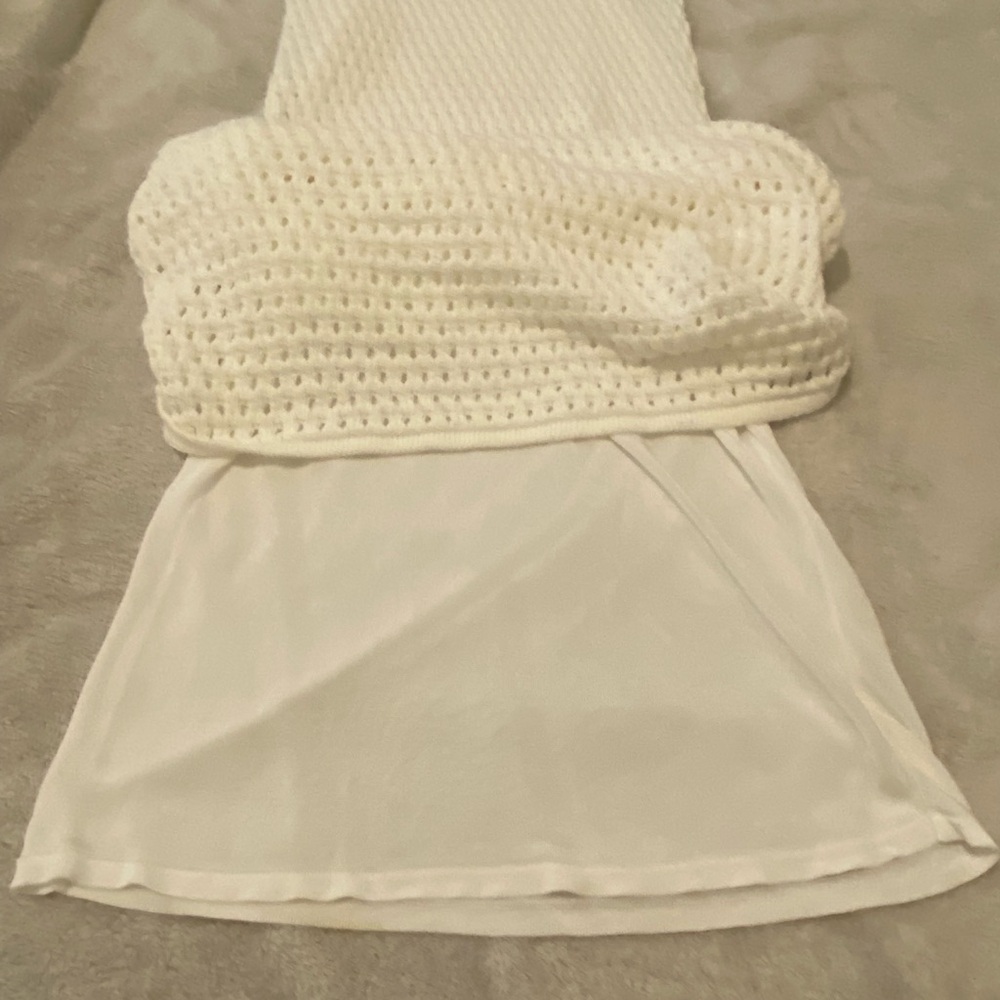 Vintage Kate Spade White Pointelle Knit Sleeveless Maxi Dress with Slip Lining - Picture 16 of 17
